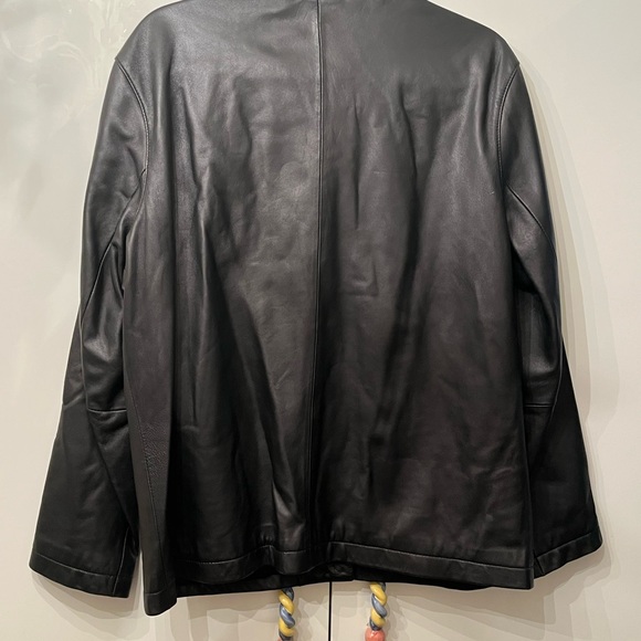 GAP Black leather button front Jacket Size XL. - Picture 2 of 9